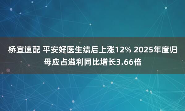 桥宜速配 平安好医生绩后上涨12% 2025年度归母应占溢利同比增长3.66倍